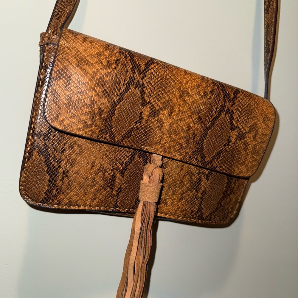 faux Snake Print Shoulder Bag